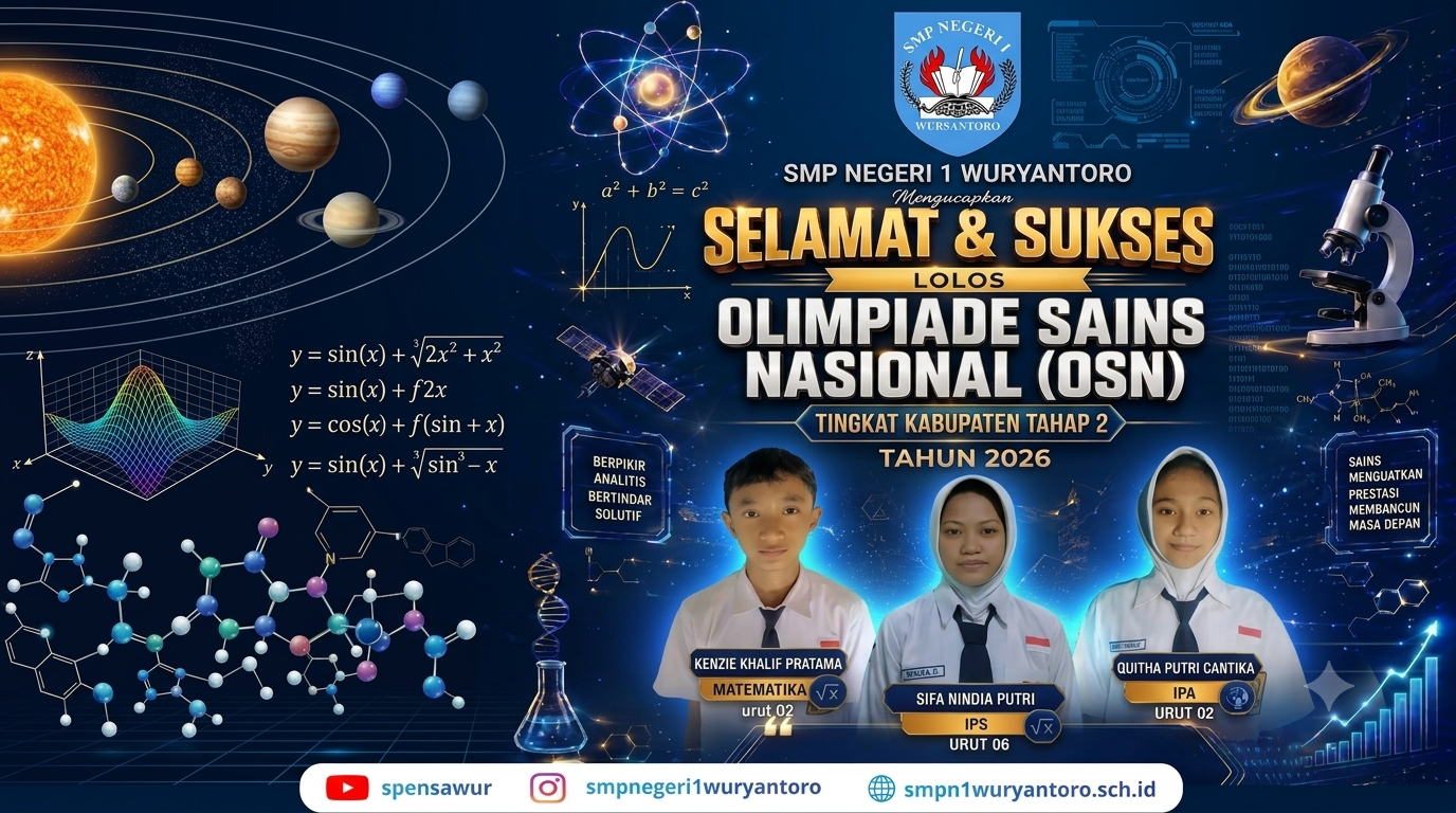 Tiga Siswa SMP Negeri 1 Wuryantoro Lolos OSN Tingkat Kabupaten Tahap 2 Tahun 2026